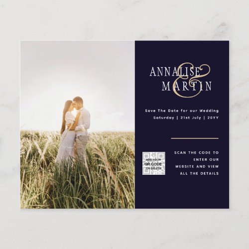 BUDGET Photo Wedding Invitation BLUE Save Dates Flyer