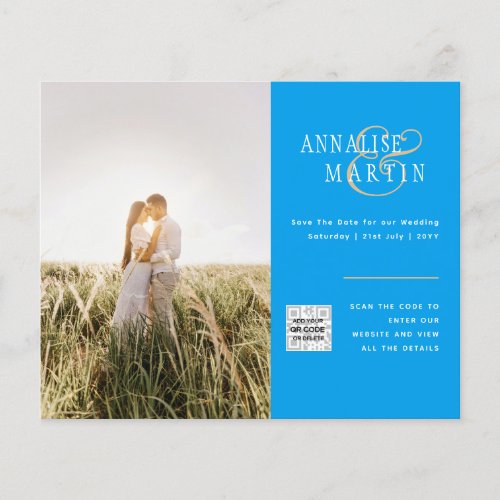 BUDGET Photo Wedding Invitation BLUE Save Dates Flyer