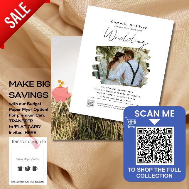 Budget Photo Wedding Invitation Classic White Flyer (Creator Uploaded)