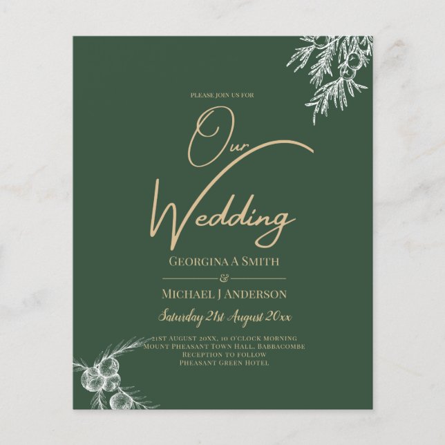 Budget Photo Wedding Invitation GREEN Flyer (Front)