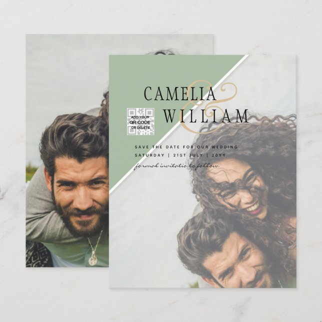 Budget Photo Wedding Invitation Mixed Colors (Front/Back)