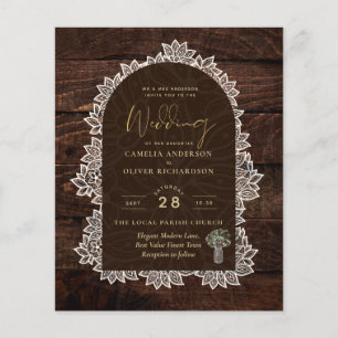 Budget Photo Wedding Invitation Rustic Lace Wood Flyer