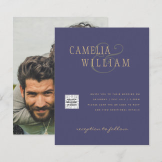 Budget Photo Wedding Invitation Save Date QR Code