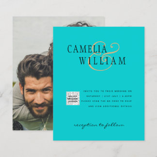 Budget Photo Wedding Invitation Save Date QR Code 