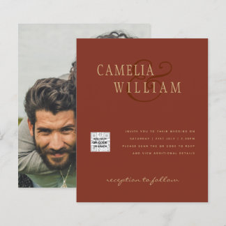 Budget Photo Wedding Invitation Save Date QR Code