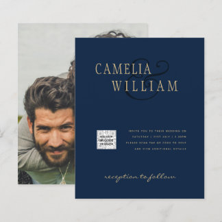Budget Photo Wedding Invitation Save Date QR Code 