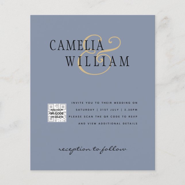 Budget Photo Wedding Invitation Save Date QR Code  Flyer (Front)