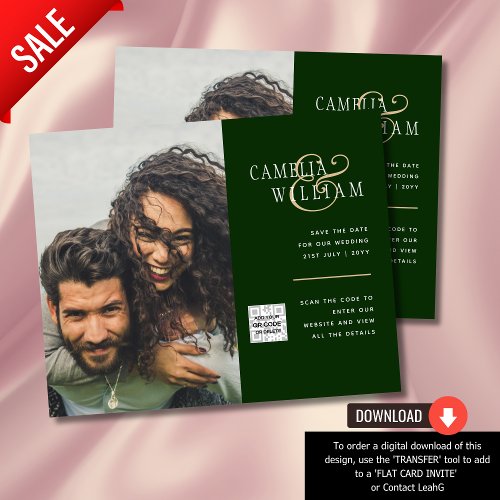 Budget Photo Wedding Invitation Save Date QR Code  Flyer