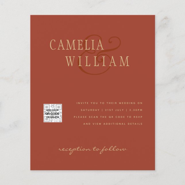 Budget Photo Wedding Invitation Save Date QR Code  Flyer (Front)