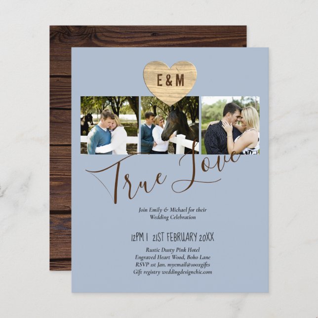 BUDGET Photo Wedding Invite Save Date Announcement (Front/Back)