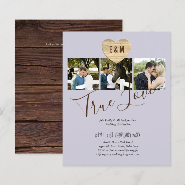 BUDGET Photo Wedding Invite Save Date Announcement (Front/Back)