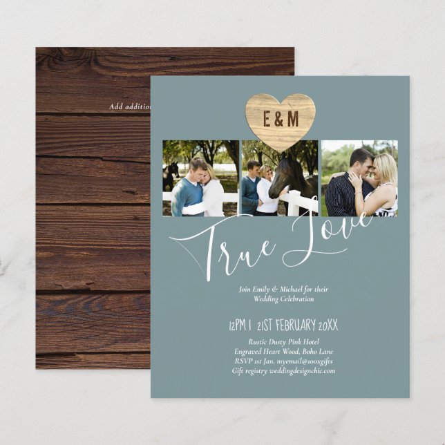 BUDGET Photo Wedding Invite Save Date Announcement (Front/Back)