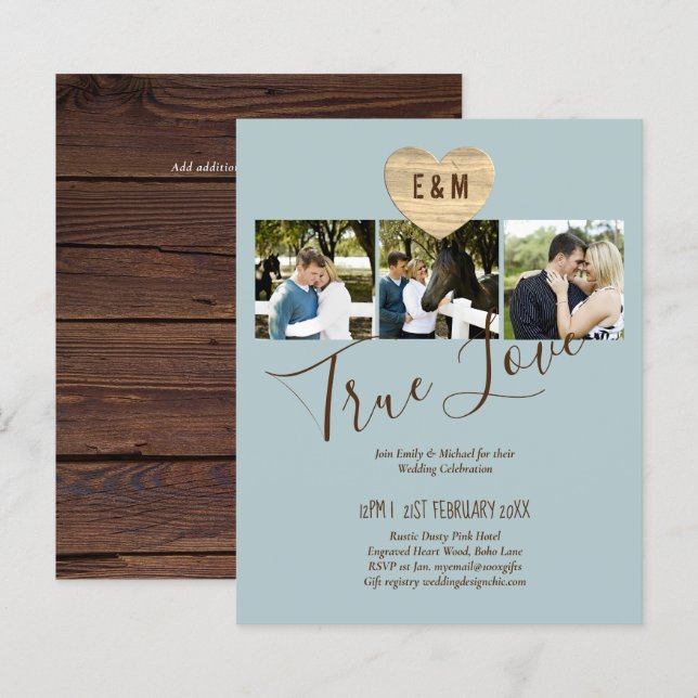 BUDGET Photo Wedding Invite Save Date Announcement (Front/Back)