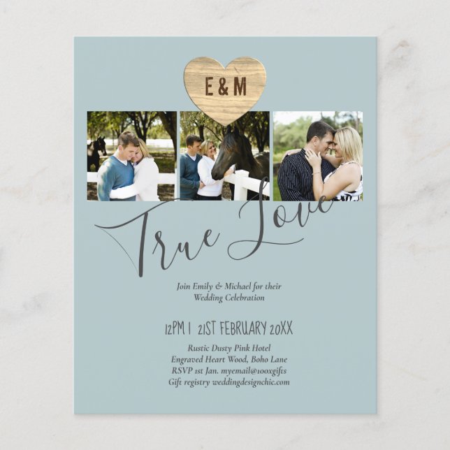 BUDGET Photo Wedding Invite Save Date Announcement Flyer (Front)