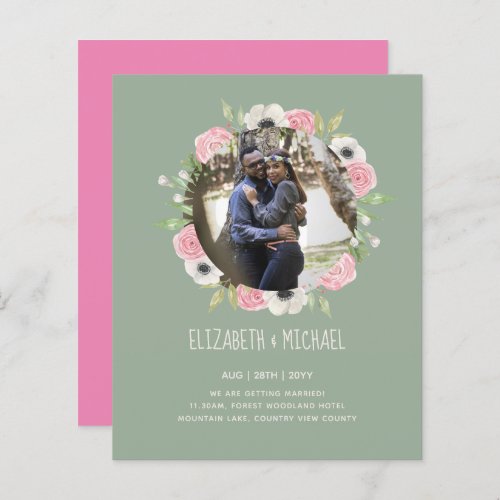 BUDGET PHOTO WEDDING INVITES _ Floral Wreath