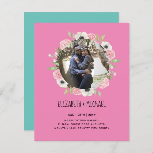 BUDGET PHOTO WEDDING INVITES _ Floral Wreath