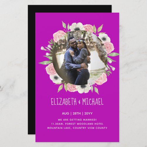 BUDGET PHOTO WEDDING INVITES _ Floral Wreath