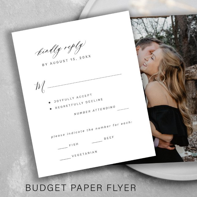 Budget photo wedding meal options RSVP card Flyer (Creator Uploaded)