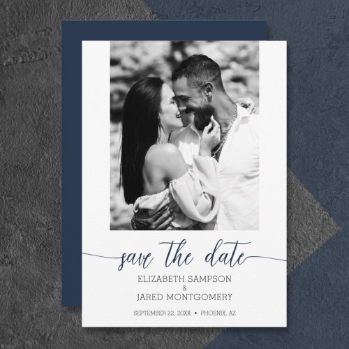 Budget Photo Wedding Navy Blue Save The Date