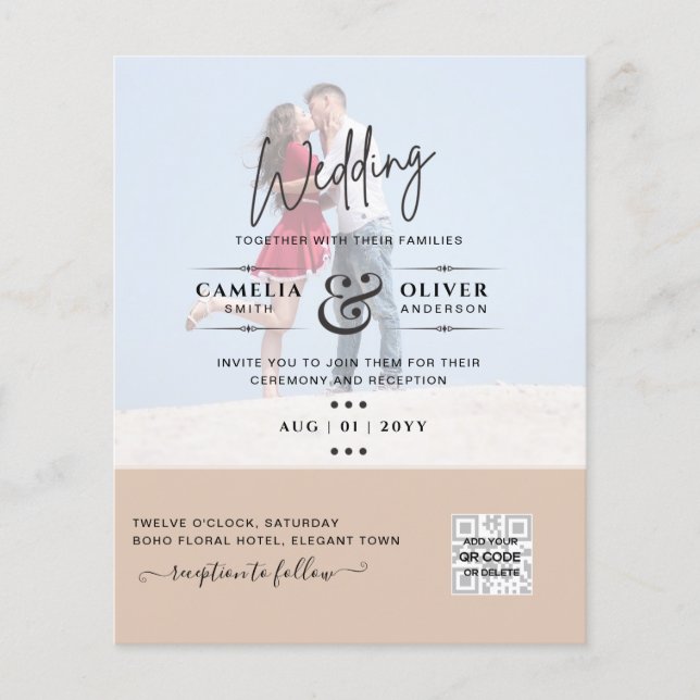 BUDGET PHOTO WEDDING QR SCANNING CODE INVITATIONS FLYER (Front)