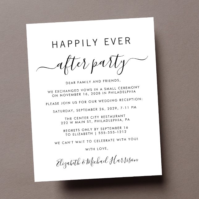 Budget Photo Wedding Reception Invitation (A chic budget-friendly Happily Ever After Party invitation for your wedding celebration)