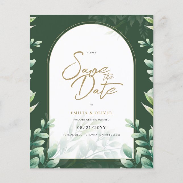 BUDGET PHOTO Wedding Save Date Rustic Botanical Flyer (Front)