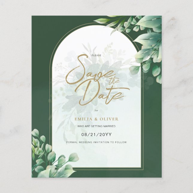 BUDGET PHOTO Wedding Save Date Rustic Botanical Flyer (Front)