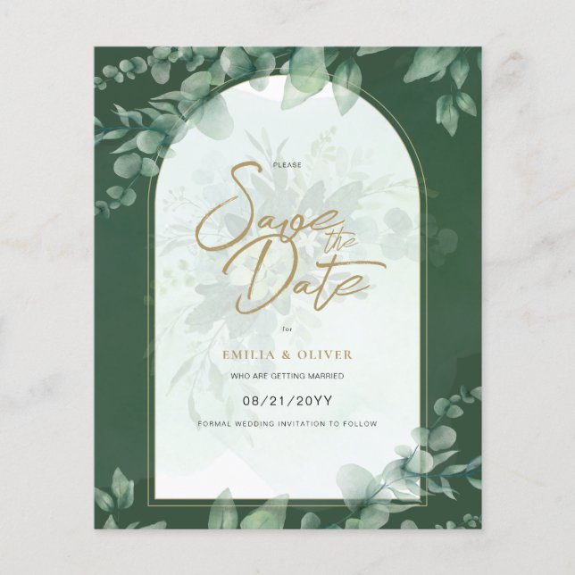 BUDGET PHOTO Wedding Save Date Rustic Botanical Flyer (Front)