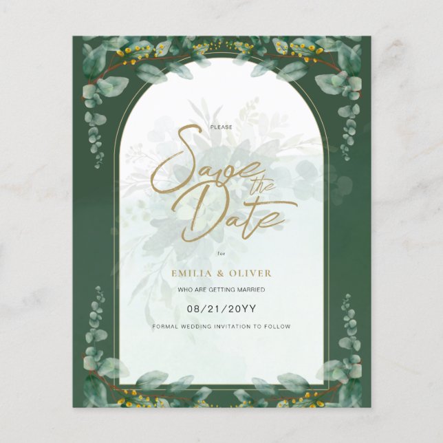 BUDGET PHOTO Wedding Save Date Rustic Botanical Flyer (Front)