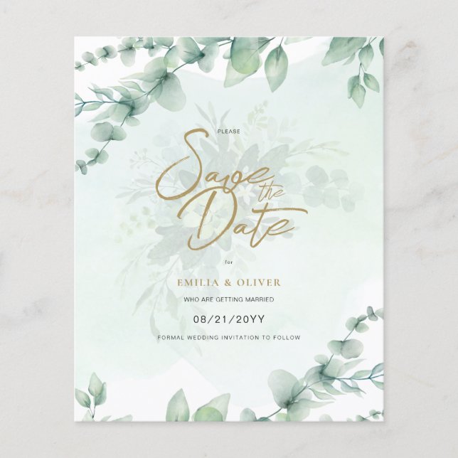 BUDGET PHOTO Wedding Save Date Rustic Botanical Flyer (Front)