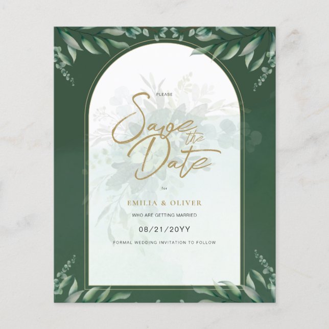 BUDGET PHOTO Wedding Save Date Rustic Botanical Flyer (Front)