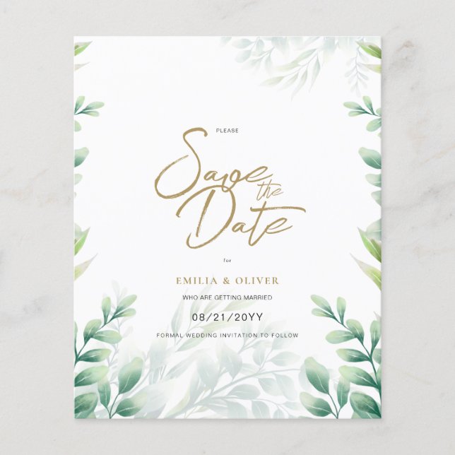 BUDGET PHOTO Wedding Save Date Rustic Botanical Flyer (Front)