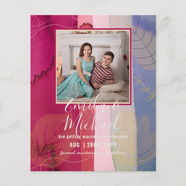 BUDGET PHOTO WEDDING SAVE DATES - Boho Abstract (Front)