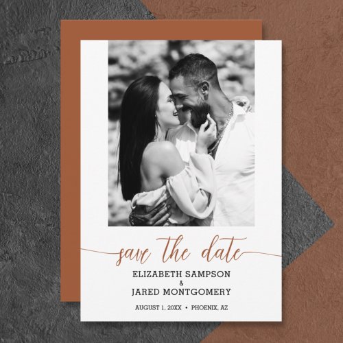 Budget Photo Wedding Terracotta Save The Date