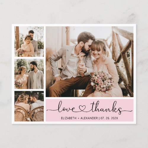 Budget Photo Wedding Thank You Heart Script Card