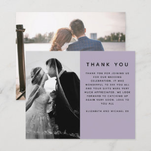 BUDGET Photo Wedding Thank You Modern Purple Plain