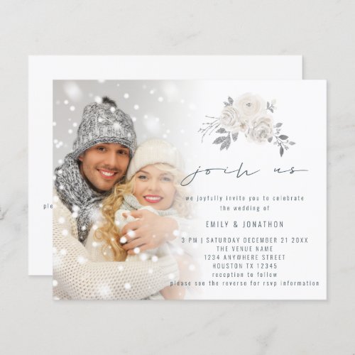 Budget Photo White Florals Join Us Wedding Invite