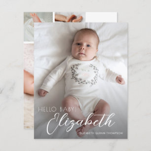 Budget Photo White Script Birth Announcement