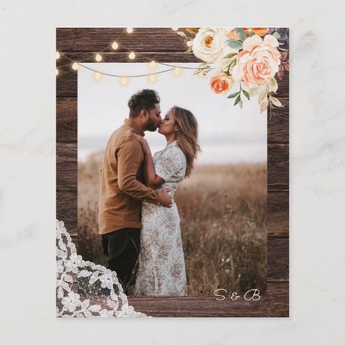 Budget Photo Wood Lace Pink Floral Save the Date Flyer
