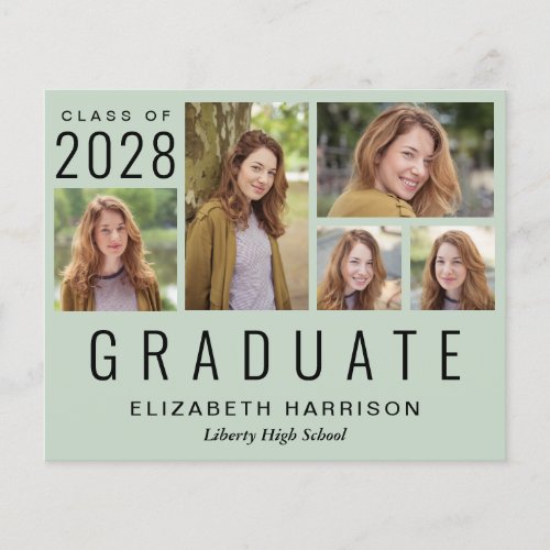 Budget Photos Sage Green Graduation Announcement