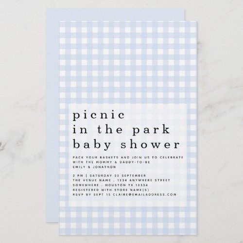 Budget Picnic Park Baby Shower Blue Gingham