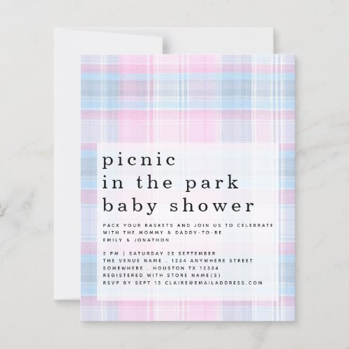 Budget Picnic Pastel Plaid Girl Boy Baby Shower 