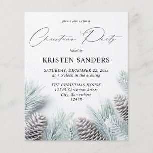 Budget Pine Cone & Snow Christmas Party Flyer