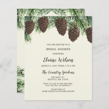 Budget Pine Cone Winter Bridal Shower Invitation