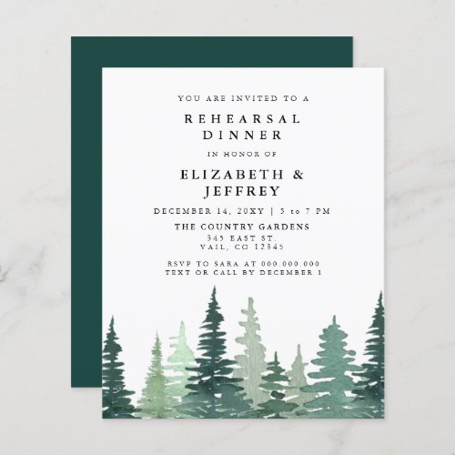 Budget Pine Forest Rehearsal Dinner Invitation