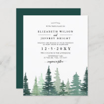 Budget Pine Forest Winter Wedding Invitation