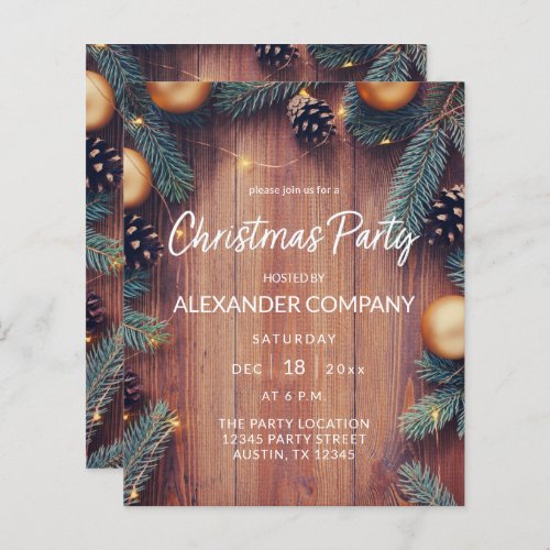 Budget Pine  Gold Ornament Rustic Christmas Party
