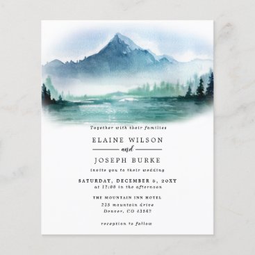 Budget Pine Mountains Lake Wedding Invitation