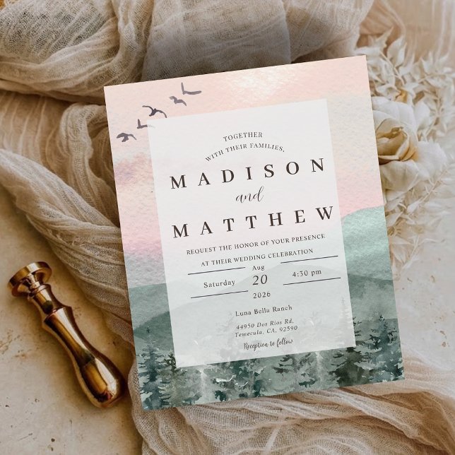 Budget Pine Tree Forest Rustic Wedding Invitation (Budget Pine Tree Forest Rustic Wedding Invitation)