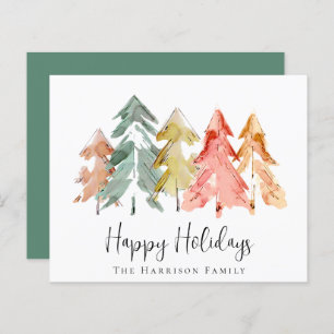 Budget Pine Tree Watercolors Sage Christmas Card